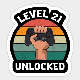 Level 21 Unlocked Birthday 21 T-shirt Sticker